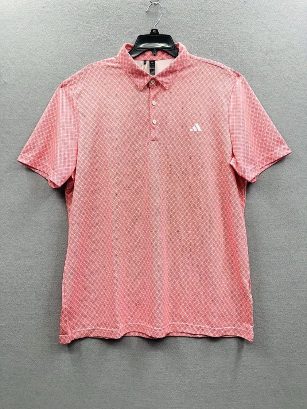 Adidas Men XL Polo Shirt Core PRT JF4946 Pure Ruby White Golf Allover Print Top